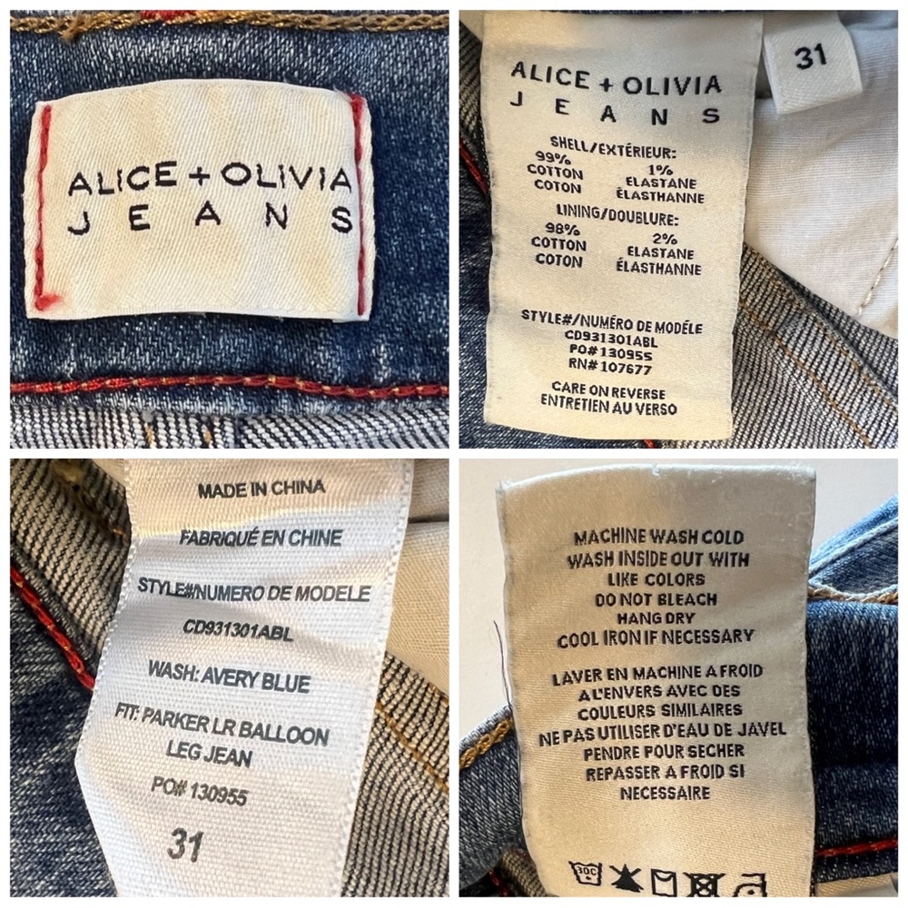 ALICE + OLIVIA Women’s Size 31 Avery Blue Wash Parker Low Rise Balloon Leg Jeans - Picture 15 of 16